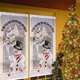 Christmas,Curtains,White,Snowman,Window,Decor,Party,Curtains,Decorations