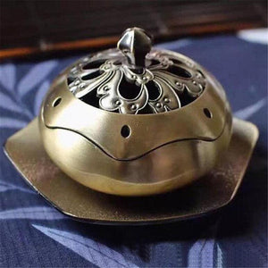 Incense,Burner,Antique,Hibiscus,Alloy,Holder,Craft,Decoration,Buddhist,Censer