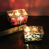 Handicraft,Square,Mosaic,Glass,Candle,Stick,Candle,Holder,Candelabra,Flower,Wedding,Decor