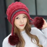 Women,Winter,Cotton,Gloves,Double,Layers,Windproof,Stretchable,Knitted