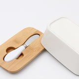 White,Ceramics,Butter,French,Butter,Holder,Insulated,Wooden