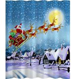 180x180cm,Christmas,Santa,Claus,Reindeer,Bathroom,Shower,Curtains,Hooks