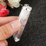 Natural,Clear,Crystal,Tourmaline,Column,Chakra,Pendant,Birthday