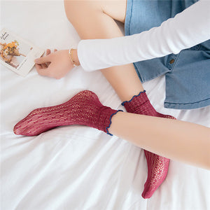 Women,Summer,Breathable,Middle,Socks,Hollow,Socks