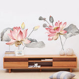 Lotus,Flower,Poster,Vinyl,Sticker,Removable,Decor,Chinese,Style