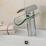 Glass,Waterfall,Mixer,Bathroom,Basin,Faucet,Single,Lever,Chrome,Plated