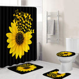 Sunflower,Butterfly,Print,Waterproof,Bathroom,Shower,Curtain,Toilet,Cover,Carpet,Toilet,Decor