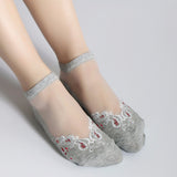 Women,Summer,Ultra,Breathable,Socks,Jacquard,Crystal,Ankle,Socks