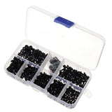 Suleve,M2.5NP1,500Pcs,Nylon,Screw,Black,Round,Cross,Screw,Spacer,Nylon,Assortment