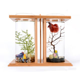 Light,Clear,Glass,Betta,Aquarium,Bamboo,Shelf,Office