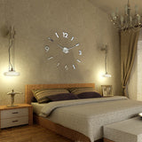 Clock,Modern,Large,Decor,Sticker,Frameless,Black,Mirror