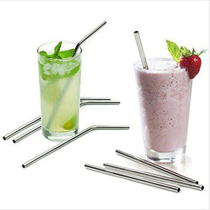 Stainless,Steel,Metal,Drinking,Straw,Reusable,Juice,Cleaner,Brush