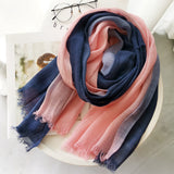 Women,Cotton,Gradient,Contrast,Color,Ladies,Casual,Elegant,Winter,Autumn,Protection,Scarf,Shawl