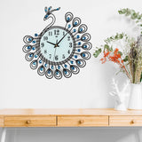 Large,Flower,Peacock,Diamond,Clock,Metal,Modern,Office,Decorations