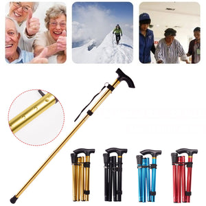 Aluminum,Metal,Folding,Walking,Stick,Outdoor,Adjustable,Hiking,Climbing,Trekking