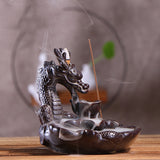 Ceramic,Glaze,Dragon,Censer,Backflow,Incense,Burner,Waterfall,Smoke,Sticks,Holder