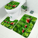 Ladybugs,Printing,Waterproof,Bathroom,Shower,Curtain,Hooks,Toilet,Cover