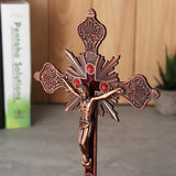 Antique,Copper,Catholic,Altar,Standing,Religious,Crucifix,Decorations