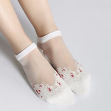 Women,Summer,Ultra,Breathable,Socks,Jacquard,Crystal,Ankle,Socks