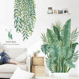 Green,Plants,Leaves,Stickers,Background,Removable,Bedroom,Kitchen,Decorations