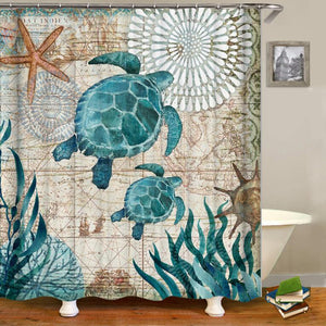 Bathroom,Shower,Curtain,Polyester,Waterproof,Turtle,Hooks