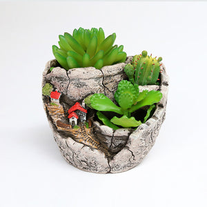 Garden,Small,House,Succulent,Green,Plant,Planter,Flower,Basket,Bonsai,Trough,Decor