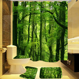 Green,Forest,Waterproof,Shower,Curtain,Bathroom,Toilet,Cover