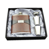 Stainless,Steel,Portable,Whiskey,Flask,Foreskin,Embossed,Leather,Bottles