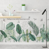 Tropical,Leaves,Plant,Flower,Sticker,Decor,Office,Decal,Mural