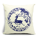 Chinoiserie,Pillow,White,Porcelain,Pillowcase