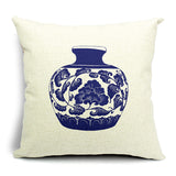 Chinoiserie,Pillow,White,Porcelain,Pillowcase