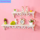 White,Wooded,Pierced,Shelves,Storage,Holder,Design,Shelf