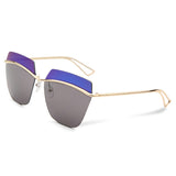 UV400,Women,Sunglasses,Rimless,Golden,Frame,Metal,Mercury,Square,Glasses