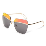 UV400,Women,Sunglasses,Rimless,Golden,Frame,Metal,Mercury,Square,Glasses