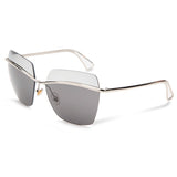 UV400,Women,Sunglasses,Rimless,Golden,Frame,Metal,Mercury,Square,Glasses