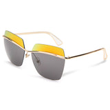 UV400,Women,Sunglasses,Rimless,Golden,Frame,Metal,Mercury,Square,Glasses