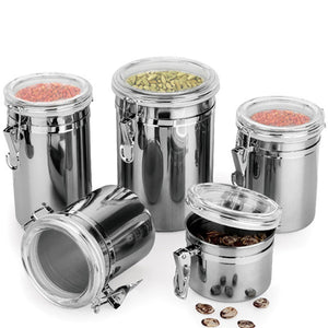 Durable,Stainless,Steel,Canister,Airtight,Sealed,Canister,Spice,Storage,Container,Snack