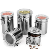 Durable,Stainless,Steel,Canister,Airtight,Sealed,Canister,Spice,Storage,Container,Snack