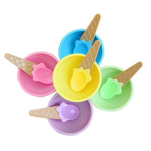 Plastic,Children,Cream,Waffle,Bowls,Spoons,Creative,Tools,Freezer,Accessories