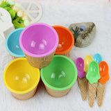 Plastic,Children,Cream,Waffle,Bowls,Spoons,Creative,Tools,Freezer,Accessories