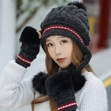 Women,Winter,Cotton,Gloves,Double,Layers,Windproof,Stretchable,Knitted