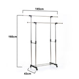 Adjustable,Stainless,Steel,Rolling,Movement,Cloth,Storage,Drying,Double,Hanger,Garment