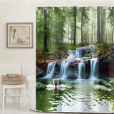 Waterfall,Scenery,Waterproof,Shower,Curtain,Carpets,Pedestal,Bathroom,Decoration