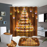Wooden,Strip,Christmas,Bathroom,Shower,Curtain,Toilet,Cover