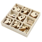 72pcs,Natural,Ornaments,Mixed,Shape,Wooden,Crafts,Halloween