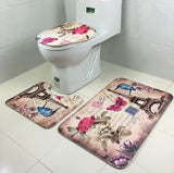 Toilet,European,Style,Toilet,Carpet,Fabric,Pedestal,Tower,Printing,Bathroom