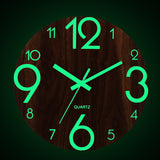 Luminous,Clock,Quartz,Wooden,Silent,Ticking,Decor"