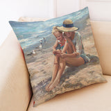 Painting,Style,Cushion,Cover,Cotton,Linen,Square,Pillow,Mother's