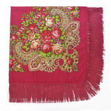 Fringed,Scarf,National,Shawl,Female,Retro,Printed,Flower,Square,Scarf