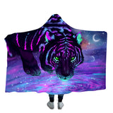 Galaxy,Tiger,Wearable,Hooded,Blankets,Multifunctional,Autumn,Winter,Layer,Printing,Plush,Shawl,Cloak,Adults